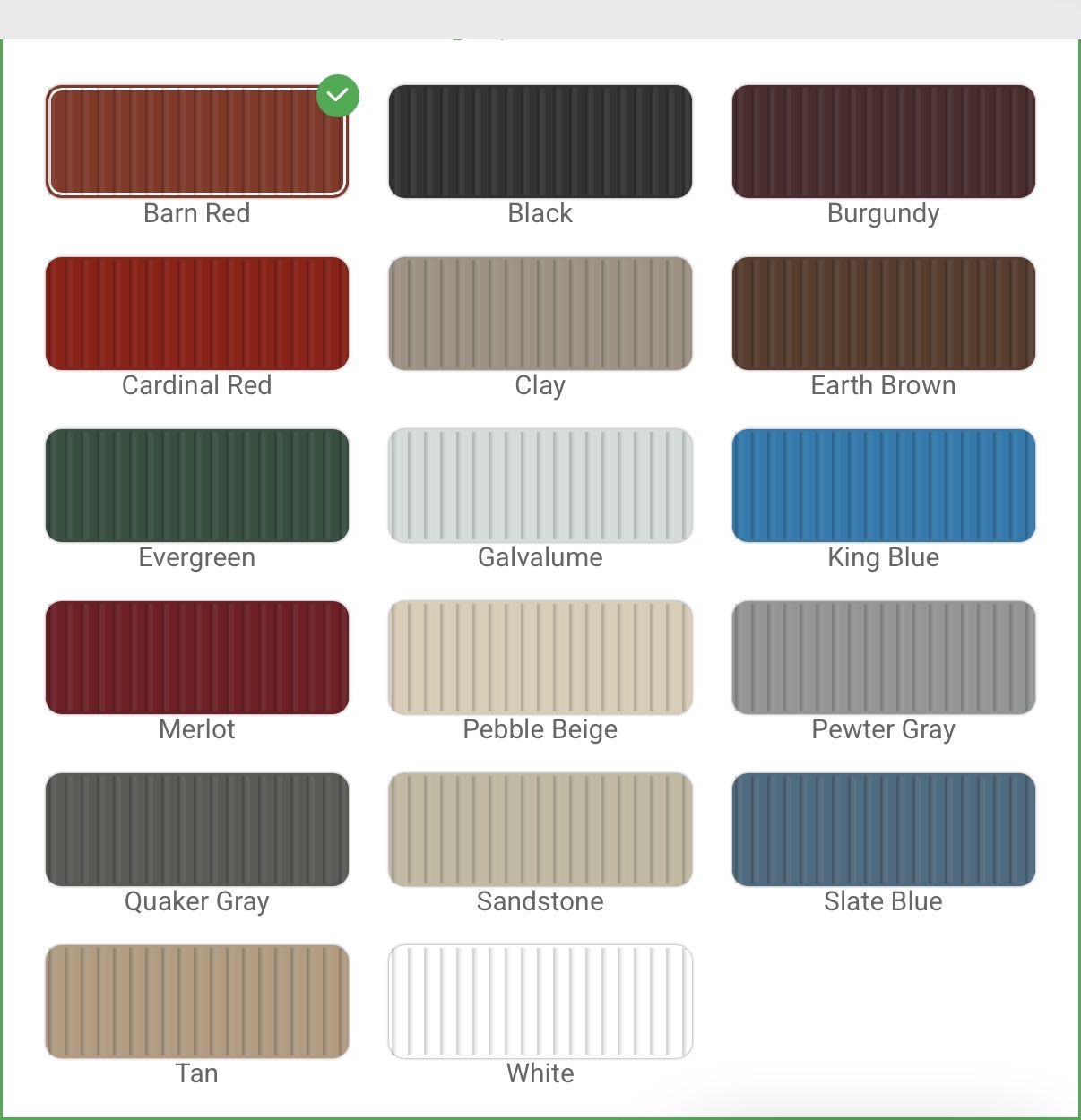 Metal building color options